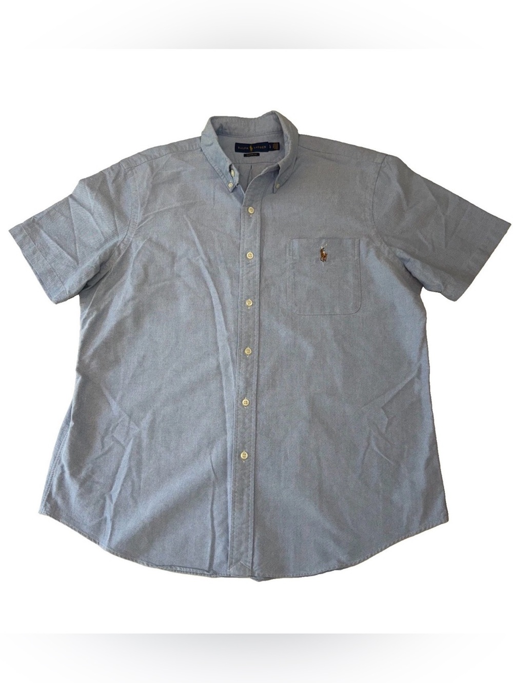 Ralph Lauren Classic Fit Oxford Shirt L Light Blue Short Sleeve Pony Cotton EU